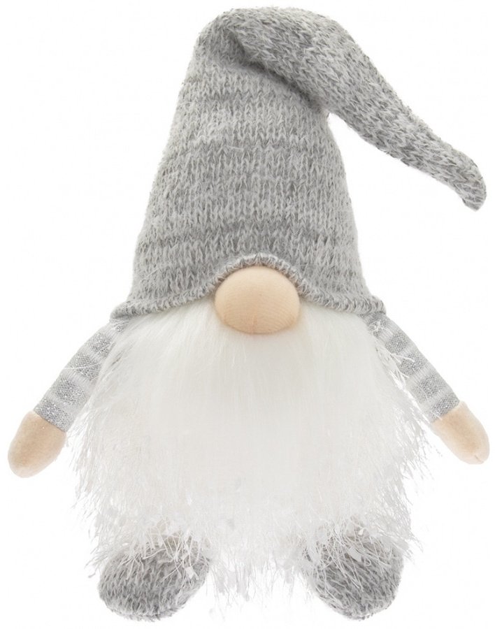LED Grey Gonk With Knitted Hat, Small Christmas Decorations / Gonks
