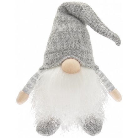 LED Grey Gonk With Knitted Hat, Small 