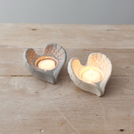 Angel wing online tea light holder