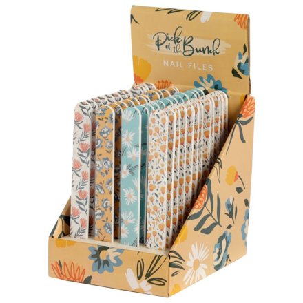   A mix of pretty floral patterned nail files from the Botanical Pick of the Bunch Range 