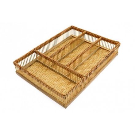 Woven Bamboo Compartment Tray, 36cm 
