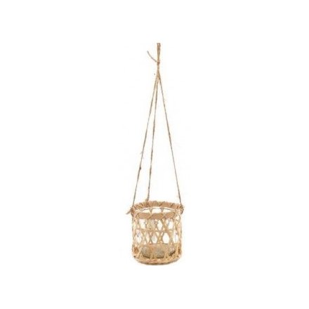 Woven Natural Hanging Planter 14x56cm