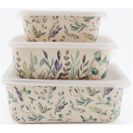 Green Leaf Printed Container Set 