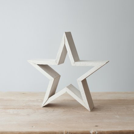 22cm Wooden Star, White 