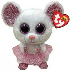 A cute and cuddly white and pink mouse soft toy from the TY Beanie Boo Range 