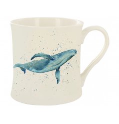   A stunning Whale printed China Mug with added blue hues and a splash effect to finish 