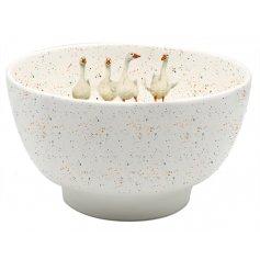 A Rustic Farm themed ceramic snack bowl featuring the popular 'Goosey Women' print from Bree Merryn 