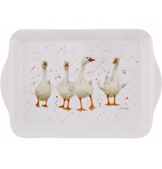 A Rustic Farm themed serving tray featuring the popular 'Goosey Women' print from Bree Merryn 
