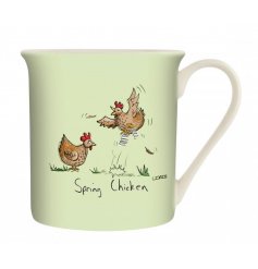  Part of the funny and colourful range from Louise Tate, a China Mug with a green decal and printed design 