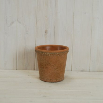 Cement Pot With Terracotta Tone, 14.5cm 