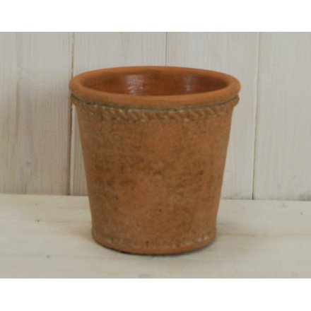 Cement Pot With Terracotta Tone, 17cm 