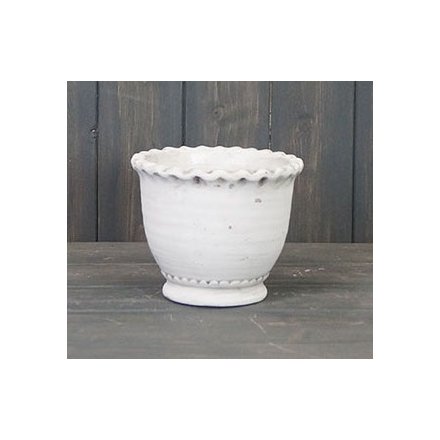 White Tone Cement Pot, 15cm 