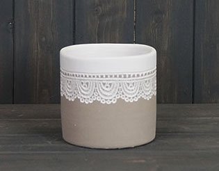 Grey Lace Cement Pot, 12cm | 55129 | Outdoor Living / Planters