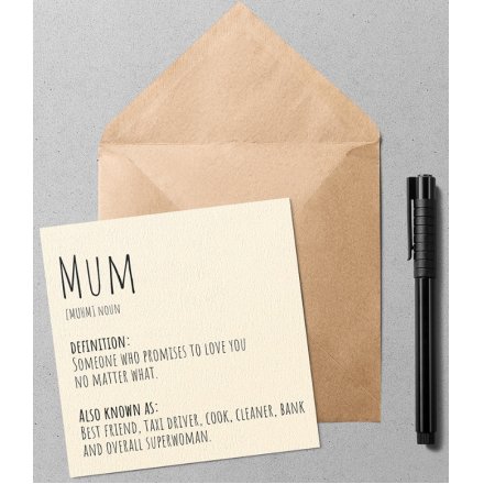 Mum Definition Greetings Card 