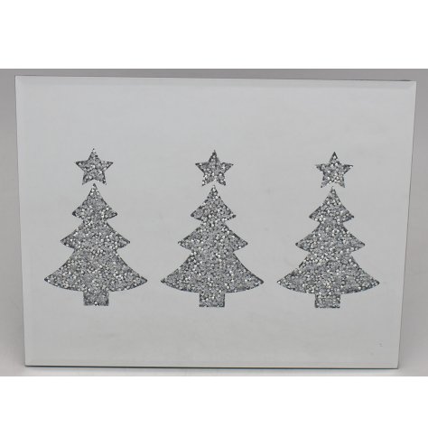 A glitzy themed set of placemats with an added mirrored decal and cluster crystal tree design 