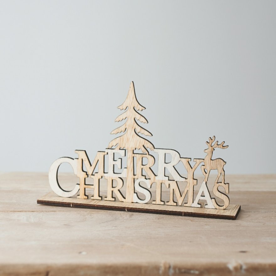 Natural Wood Christmas Plaque, 22.5cm 