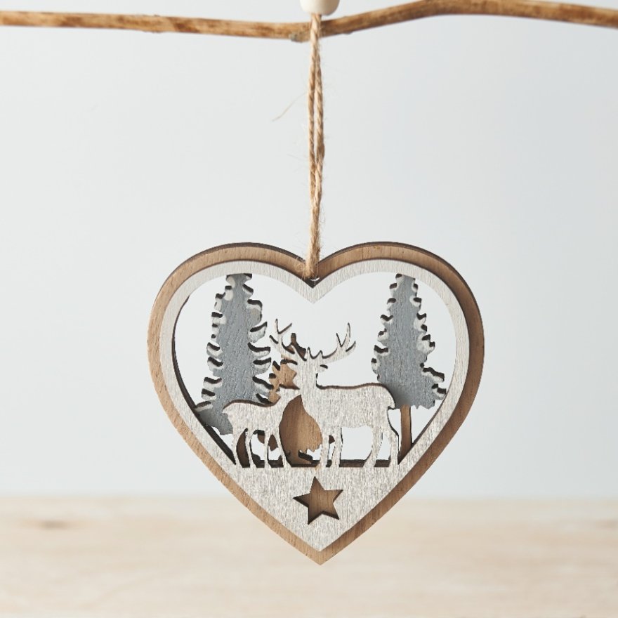 Layered Woodland Heart Scene, 9.5cm 