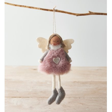Fabric Hanging Angel, Pink 