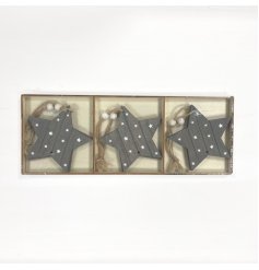 A Set of 6 Rustic Inspired Star Hanging Decoration
