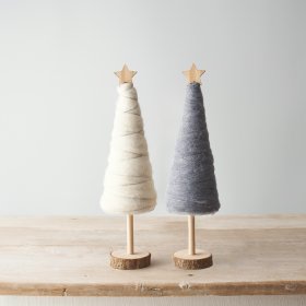  An assortment of natural wood based tree decorations with woollen accents and added festive fun 