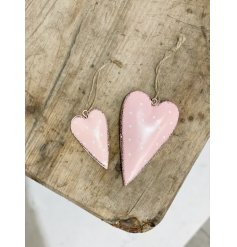 A Sweet Pink Metal Hanging Heart Decoration