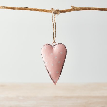 A Sweet Pink Metal Hanging Heart Decoration