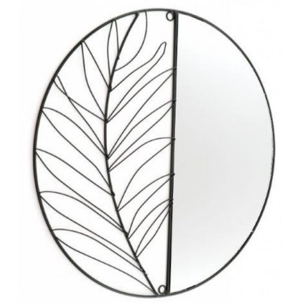 Wire Leaf Mirror, 50cm 