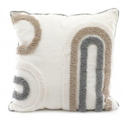 Textured Beige & Grey Square Cushion, 45cm 