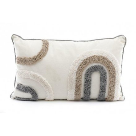 Grey/White Ruffle Cushion 30x50cm