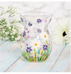  A gorgeously detailed glass oil burner set with a hand painted finish 