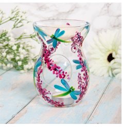  a glass tlight holder with a dipped dish and beautiful hand painted finish 