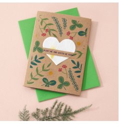  A small A7 sized greetings card decorated with a sweet floral print and complete with a paper heart filled with wildflo