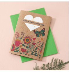 a charmingly printed greeting card with an added seed pack for planting