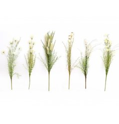  A beautiful mix of artificial wild flower stems in an ivory colour 