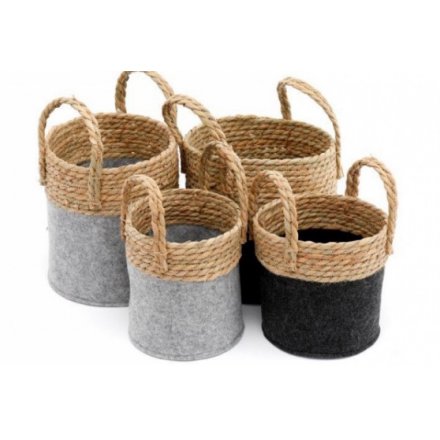 Set of 2, 2 Assorted Natural Baskets, 25cm