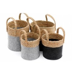 2 Assorted, Set of 2 Natural Seagrass Baskets