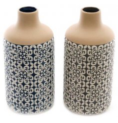 2 Traditional Styled Assortment of Embossed Vases