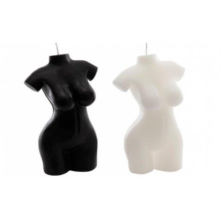 Black and White Body Candles, 15cm 