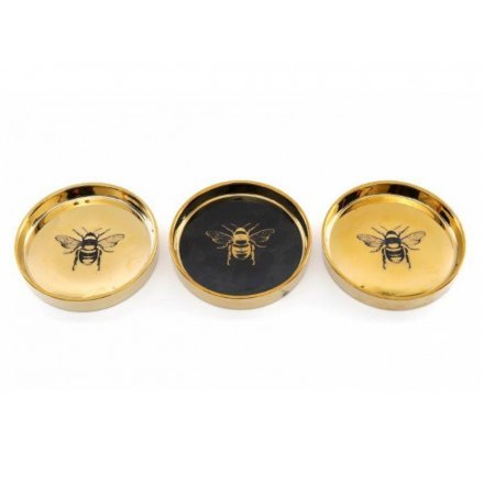 Gold & Black Bee Trinket Dish, 13cm