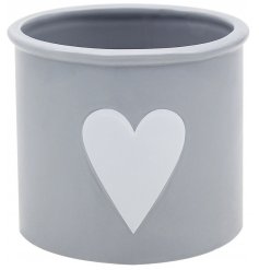 Grey Plant Pot with Heart Decal