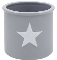 Small Grey Star Plant Pot