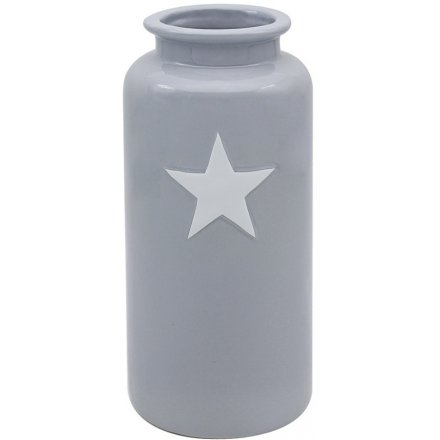 Small Grey Vase with Star Decal