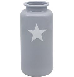 A Small Grey Vase with Star Decal
