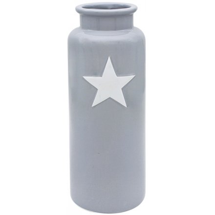 Large Grey Vase with Star Decal