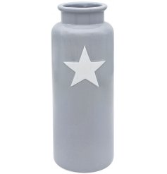 A Large Grey Vase with Star Decal