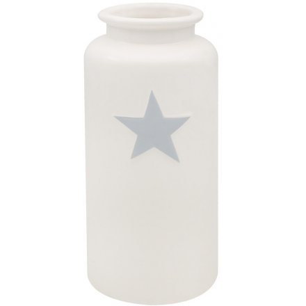 Small White Vase with Star Decal