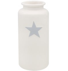 A small white vase with star decal