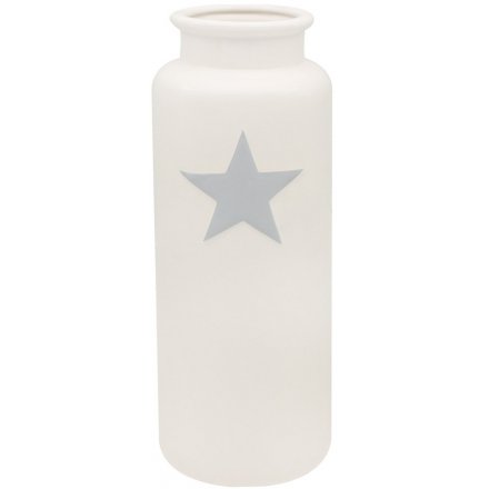 Large White Vase with Star Decal