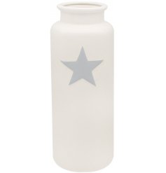 A large white vase with star decal