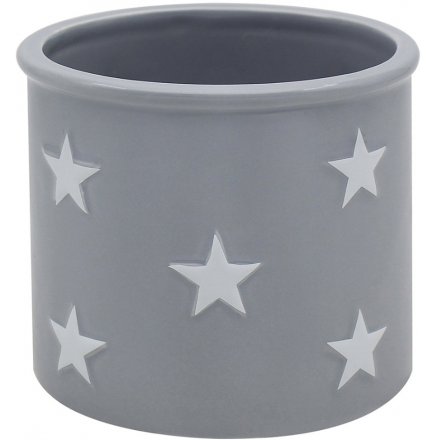 Small Grey Pot with Stars